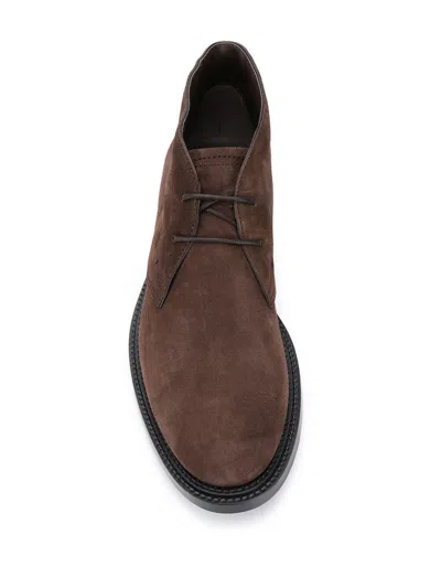 Tod's Suede Leather Ankle Boot Shoes In Brown