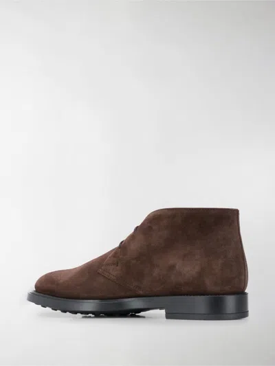 Tod's Suede Leather Ankle Boot Shoes In Brown