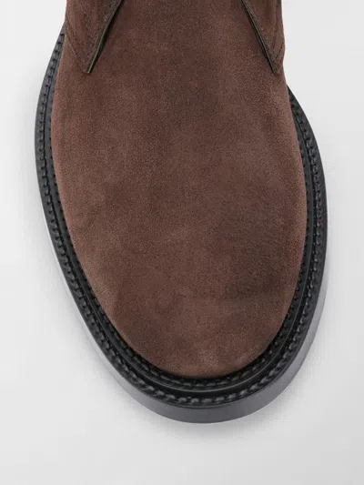 Tod's Suede Leather Ankle Boot Shoes In Brown