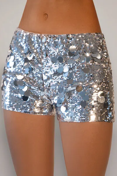 Danielle Guizio Ny Paillette Short In Silver