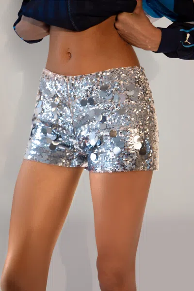 Danielle Guizio Ny Paillette Short In Silver