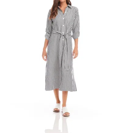 Fifteen Twenty Stripe Long Sleeve Midi Shirtdress In Multi