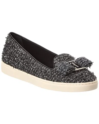 Ferragamo Novello Tweed Slip-on Sneaker In Black
