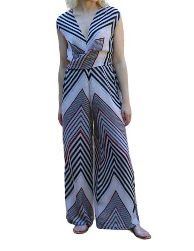 Shop Nostalgia Striped Jumpsuit In Ivory In Multi