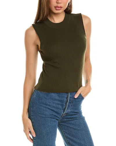 Hudson Mock Neck Wool Sleeveless Sweater In Green