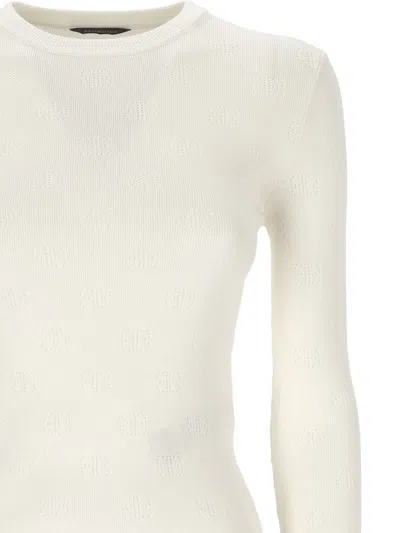 Balenciaga Bb-pattern Open-knit Jumper In White