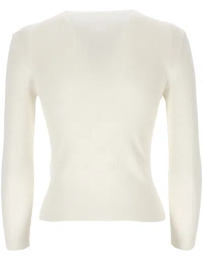Balenciaga Bb-pattern Open-knit Jumper In White