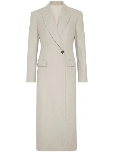 Brunello Cucinelli Wool Coat Peak Lapels