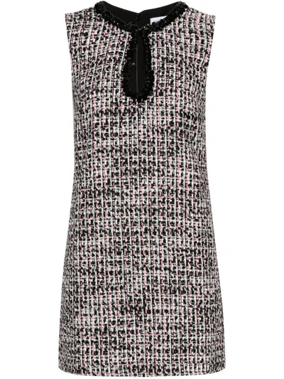 Self-portrait Black Sequin-embellished Boucl-tweed Mini Dress In Black