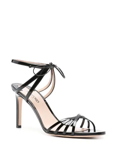 Tom Ford Black Patent Leather Angelica Heeled Sandals In Black