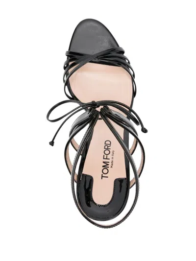 Tom Ford Black Patent Leather Angelica Heeled Sandals In Black