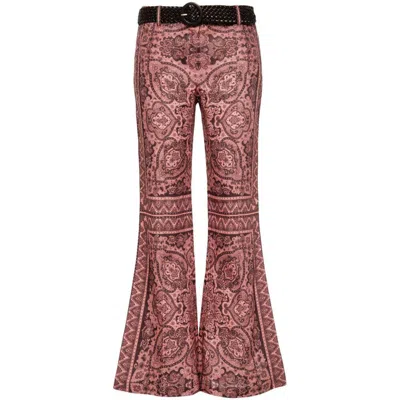 Shop Zimmermann Pants In Pink/brown