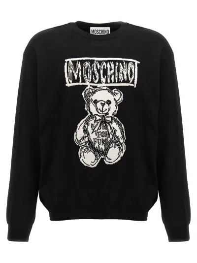 Moschino Teddy Print Cotton Crewneck Sweatshirt