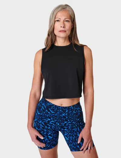 Sweaty Betty Breathe Easy Crop Seamless Muscle Tank In Black