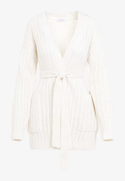 Shop Max Mara Balzac Wool And Cashmere Cardigan In White