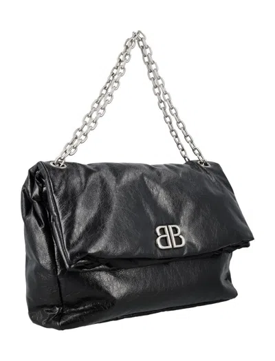 Shop Balenciaga Monaco Chain Bag In Black/black