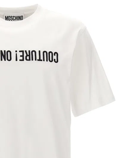Moschino Upside Down Logo T-shirt In White/black