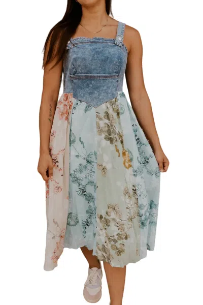 Davi & Dani Women's Floral Denim Midi Dress In Blue Multi In Multi