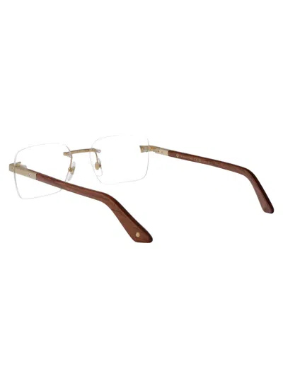 Cartier Womens Gold Shiny Ct0048o Rectangle-frame Metal Eyeglasses In 002 Gold Brown Transparent