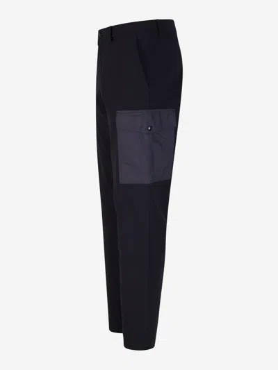 Shop Moncler Technical Cargo Trousers In Midnight Blue