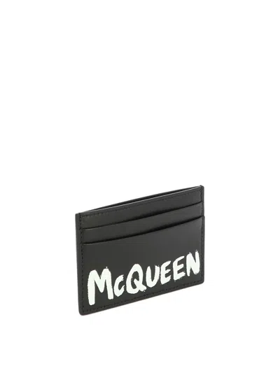 Shop Alexander Mcqueen "mcqueen Graffiti" Card Holder In Black