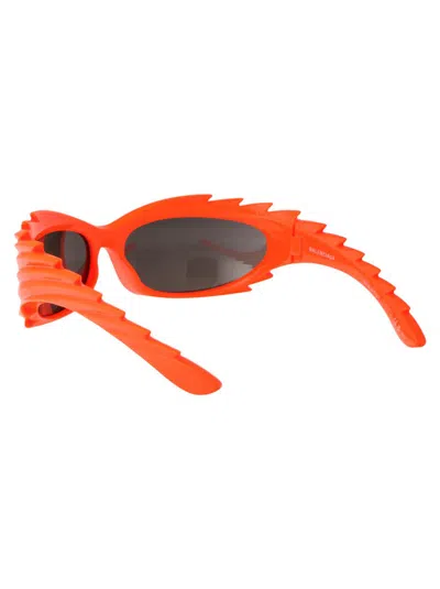 Balenciaga Angular Bold Sunglasses Unique Shape In 005 Orange Orange Grey