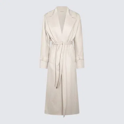 Shop Brunello Cucinelli White Wool Coats In Marmo