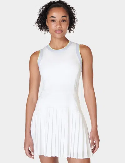 Shop Sweaty Betty Power Ace Mix Pleat Tennis Dress In White