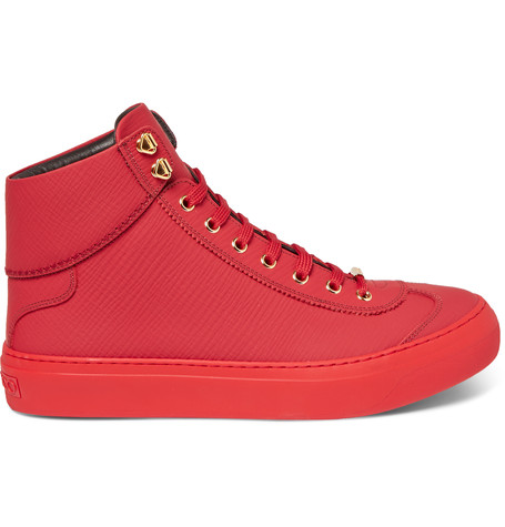 Jimmy Choo Argyle Men's Textured Leather High-top Sneaker In Red ...