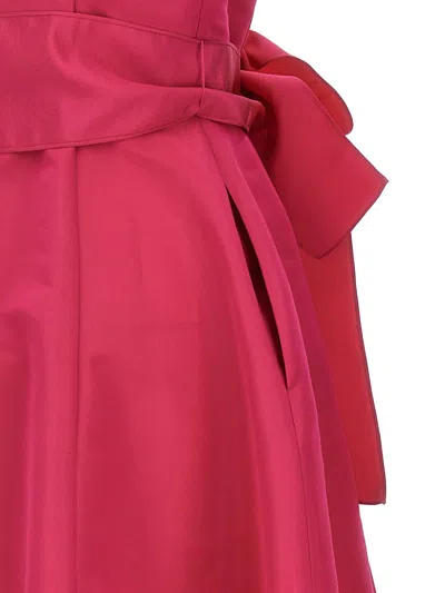 Shop Carolina Herrera Long Bow Dress In Fuchsia