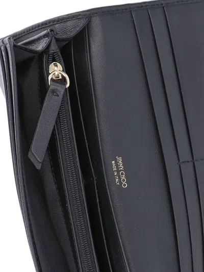 Jimmy Choo Star Embellished Fold-over Wallets In Black