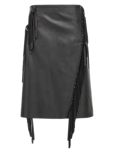 Shop Stella Mccartney Fringed Alter Mat Skirt In Black