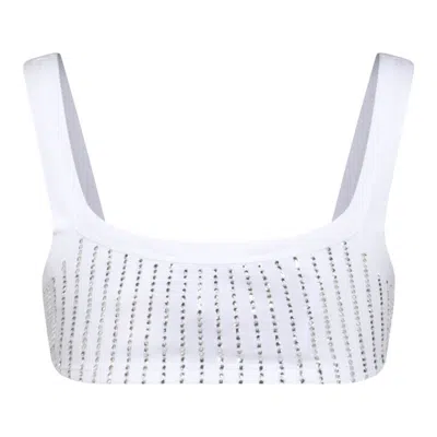 Shop Attico The  White Cotton Top In White/crystal