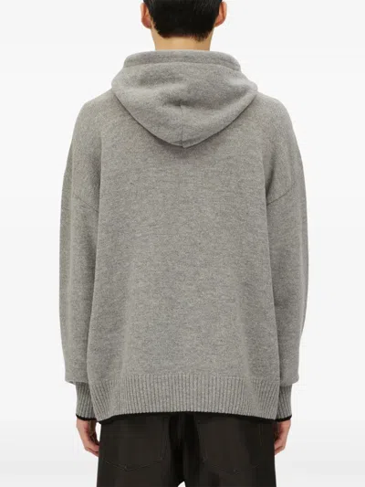 Msgm Logo Patch Drawstring Hoodie In Grey