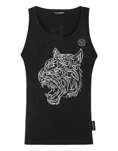 Plein Sport Tank Top Tiger In Black