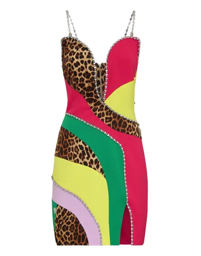 Philipp Plein Patchwork Mini Dress In Multi