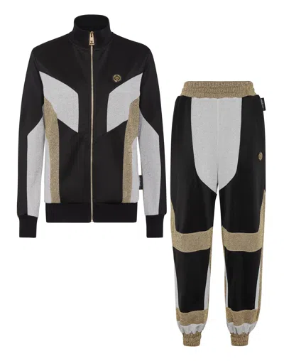 Plein Sport Jogging Set: Zip-up Jacket + Pants Statement In Multi