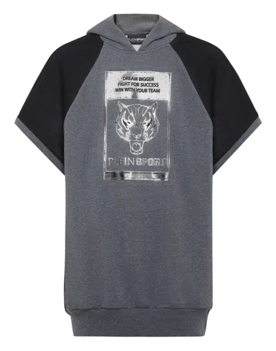 Plein Sport Sleeveless Hoodie Tiger In Grey