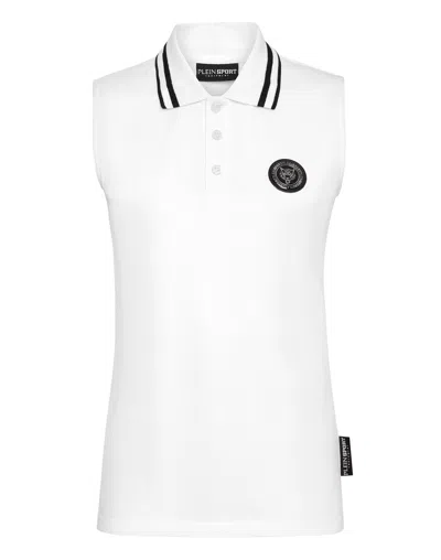 Plein Sport Statement Logo-patch Polo Shirt In White