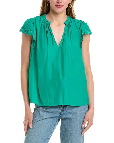 Ramy Brook Hermine Ruffle Trim Top In Blue