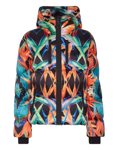 Plein Sport Botanical-print Hooded Puffer Jacket In Multi