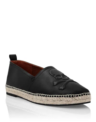 Philipp Plein Skull Embossed Espadrilles In Black