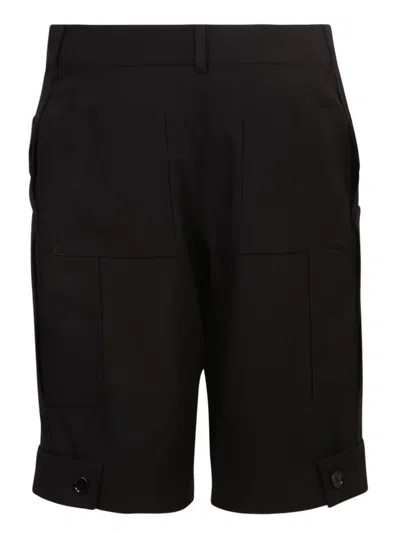 Burberry Relaxed-fit Green Shorts With Elastic Waistband In Black