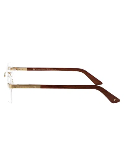 Cartier Womens Gold Shiny Ct0048o Rectangle-frame Metal Eyeglasses In 002 Gold Brown Transparent
