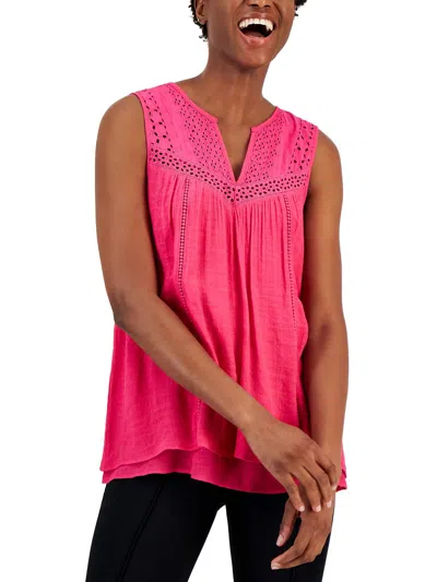 Studio By Jpr Womens Crochet Sleeveless Blouse In Purple