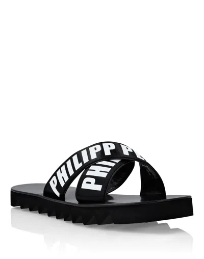 Philipp Plein Tm Gummy Leather Slides In Multi