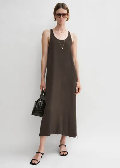 Totême Scoop-neck Sablé Dress Chocolate In Chocolate
