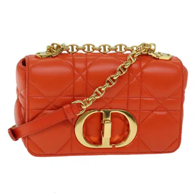 Pre-owned Dior Caro Orange Leather Shoulder Bag ()