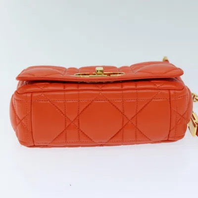 Pre-owned Dior Caro Orange Leather Shoulder Bag ()