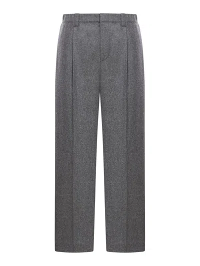 Brunello Cucinelli Cropped Wool-blend Straight-leg Pants In Grey